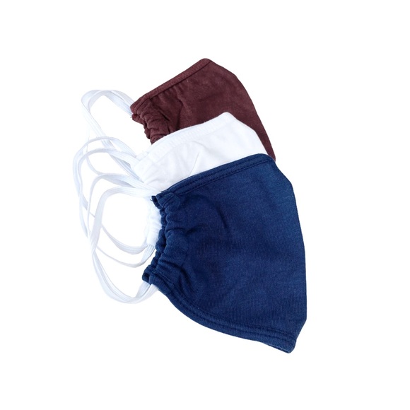 new SOTM ☻︎ Set of 3 Reversible Face Masks ☻︎ Wine White Navy ☻︎ Love Good Vibes - Picture 4 of 13